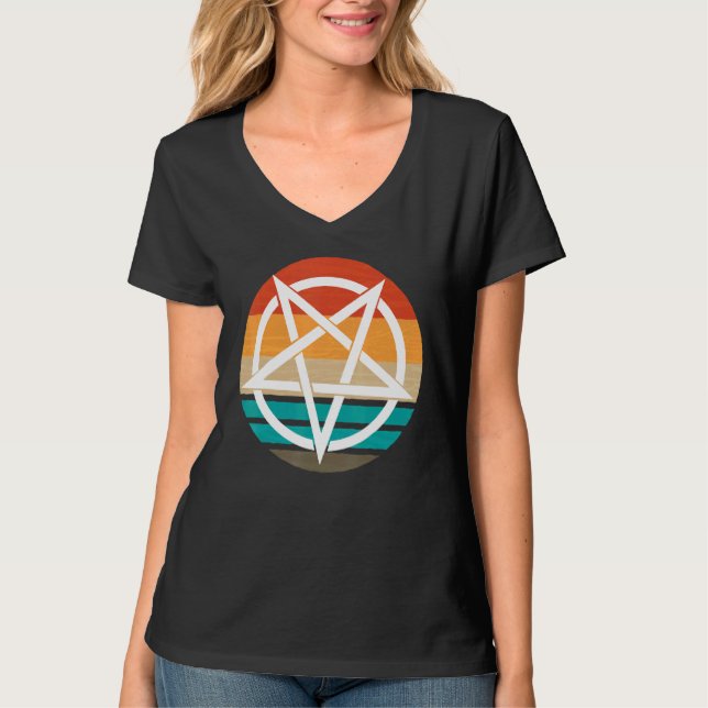 Retro Pentagram Devil 666    T-Shirt (Front)