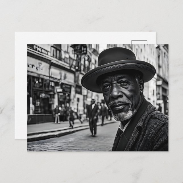 Retro people in street postcard (Front/Back)