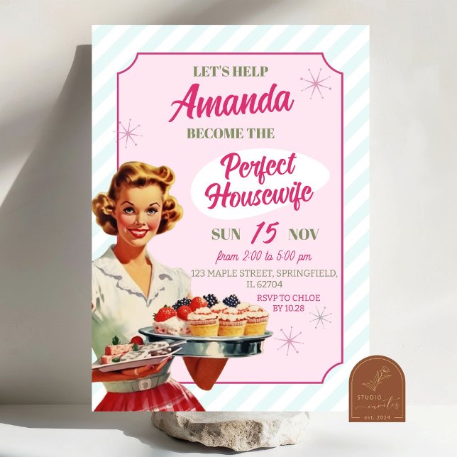 Retro Perfect Housewife 50's Bridal Shower Invitation (Creator Uploaded)