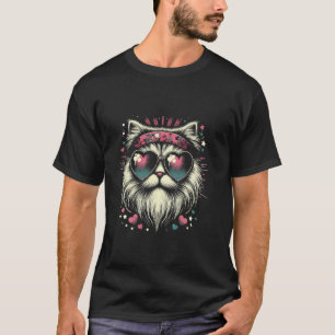Retro Persian Cat Wearing Glasses Design for Cat L T-Shirt