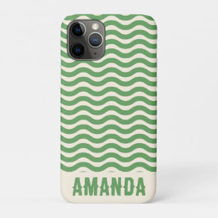 Retro Personalised Abstract Wavy Lines Green Case-Mate iPhone Case