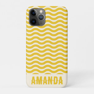 Retro Personalised Abstract Wavy Lines Yellow Case-Mate iPhone Case