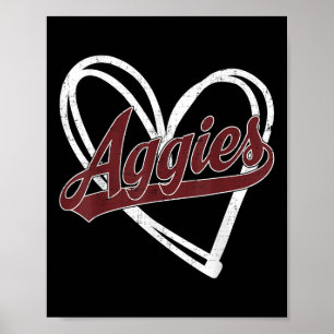 Retro Personalised Aggies-heart Men Women Kid _1 Poster