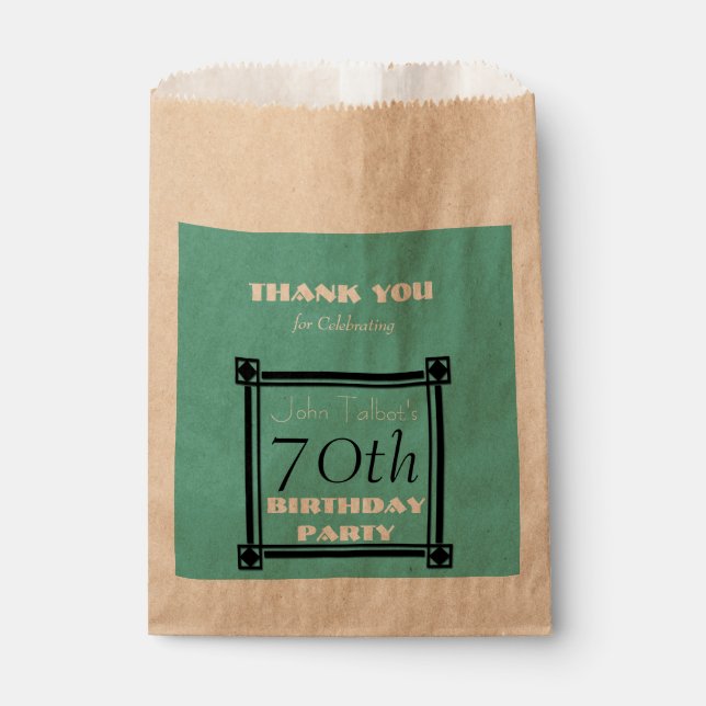 Retro Personalised Birthday Thank You Favour Bag (Front)