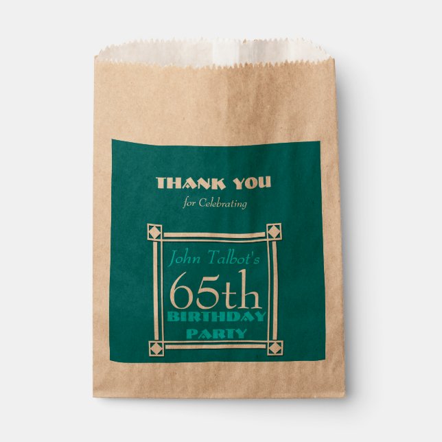 Retro Personalised Birthday Thank You Favour Bag (Front)