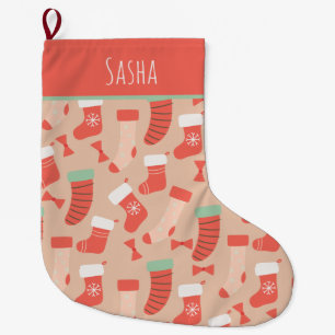 Retro Personalised Christmas Large Christmas  Stocking