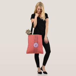 Retro Personalised Coral Red and Pink Tote Bag
