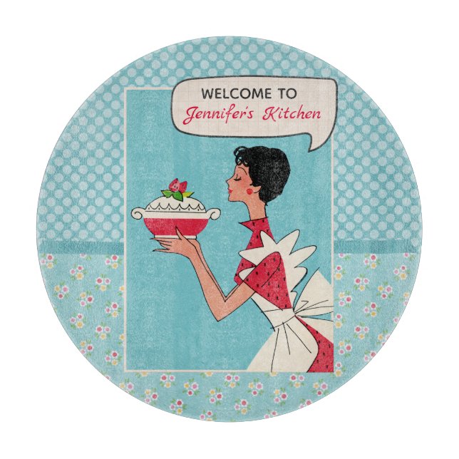 Retro Personalised Cutting Board-Round Board (Front)