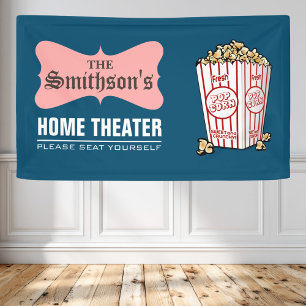 Retro Personalised Family Name Home Theatre Banner