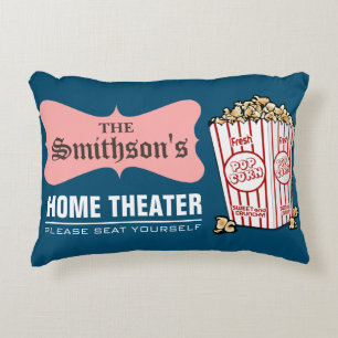 Retro Personalised Family Name Home Theatre Decorative Cushion