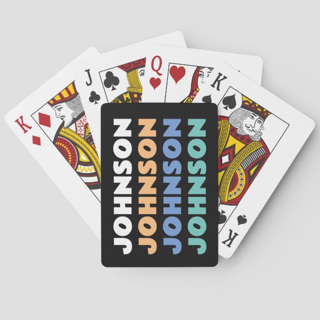 Retro Personalised Family Name Playing Cards (Back)