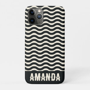 Retro Personalised Hippie Beach Stripes Black  Case-Mate iPhone Case