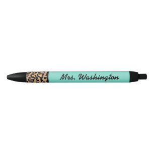 Retro Personalised Leopard Office Pens Gift