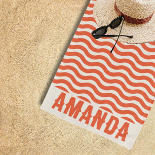 Retro Personalised matching summer vacation  Beach Towel