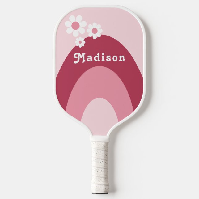 Retro Personalised Name Pink Pickleball Paddle (Front)