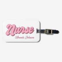 Retro Personalised Nurse Bag Tag | Pink and White