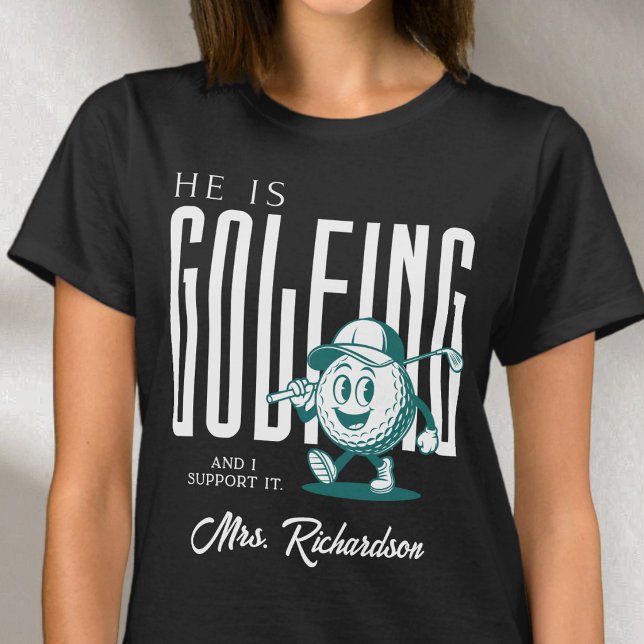 Retro Personalised Script Mrs White Fun Golf Wife T-Shirt (Retro Personalized Script Mrs White Fun Golf Wife T-Shirt)