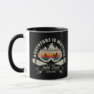 Retro Personalised Ski Adventure Mug