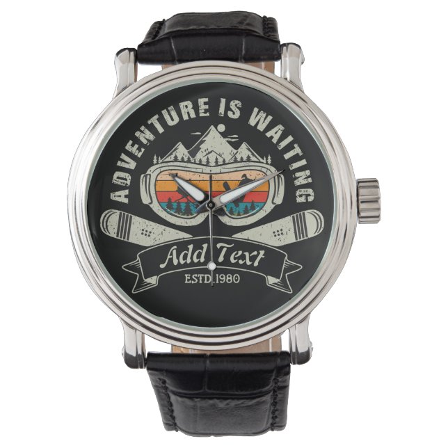 Retro Personalised Ski Adventure Watch (Front)