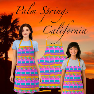 Retro Personalised Sunset Tropical Palms Apron