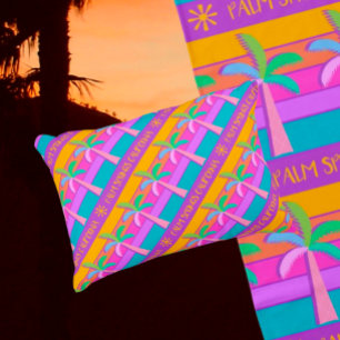 Retro Personalised Sunset Tropical Palms Decorative Cushion