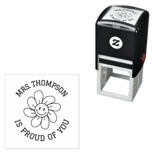 Retro Personalised Teacher Name Is Proud Of You Self-inking Stamp