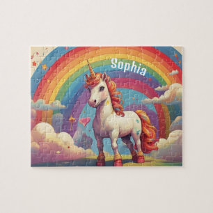 Retro Personalised Unicorn Jigsaw Puzzle