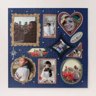 Retro Personalized 11 Photo Collage Template DIY Jigsaw Puzzle