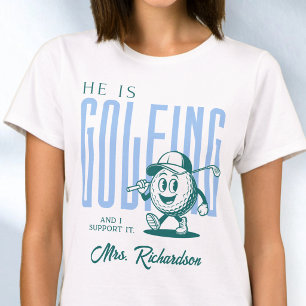 Retro Personalized Script Mrs Blue Funny Golf Wife T-Shirt
