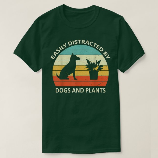 Retro Pet Easily Distracted Dogs Plants Lover Pull T-Shirt (Design Front)