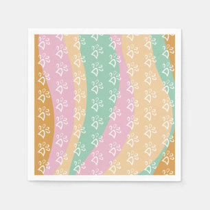 Retro Pet Paw Print Marble Groovy Napkin