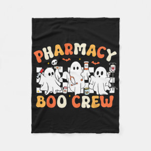Retro Pharmacy Boo Crew Ghost Pharmacist Tech Hall Fleece Blanket