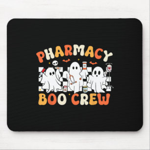 Retro Pharmacy Boo Crew Ghost Pharmacist Tech Hall Mouse Pad
