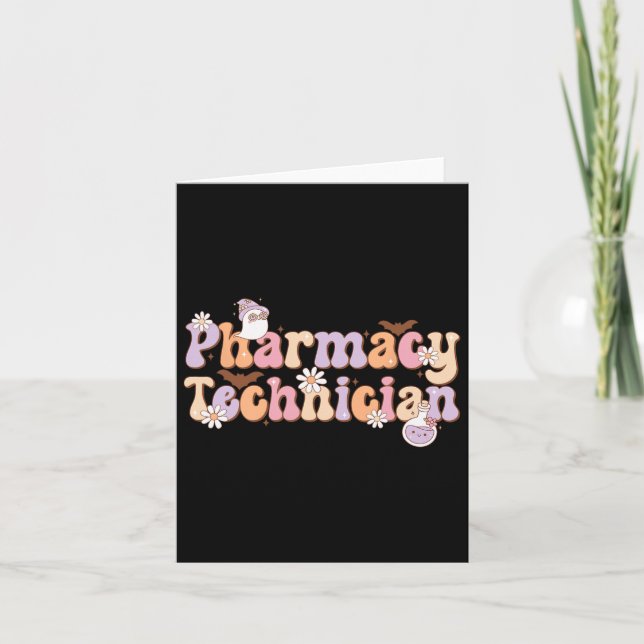 Retro Pharmacy Technician Halloween Spooky Pharmac Card (Front)