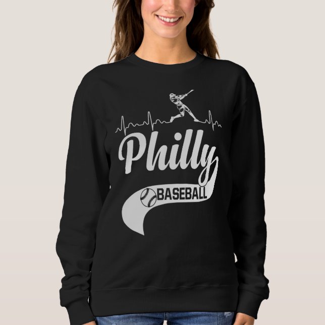 Retro Philadelphia Baseball Heartbeat Vintage Phil Sweatshirt (Front)