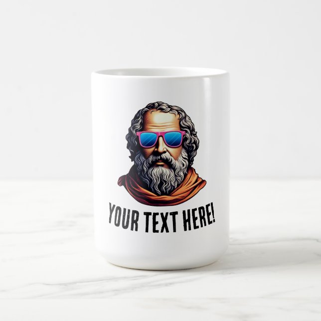 Retro Philosopher Bust - Custom Text Coffee Mug (Center)
