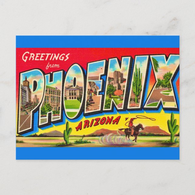 Retro Phoenix Arizona Postcard (Front)