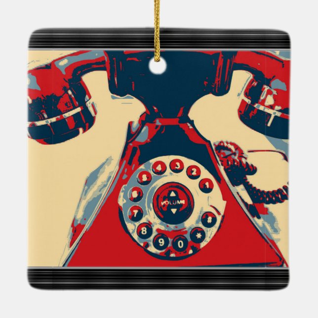 Retro Phone Ceramic Ornament (Back)