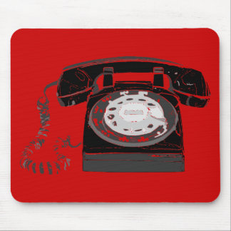 Retro Phone on Red Mousepad