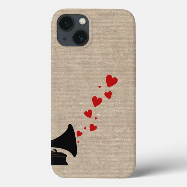 Retro phonograph stereo music lover hipster hearts Case-Mate iPhone case (Back)