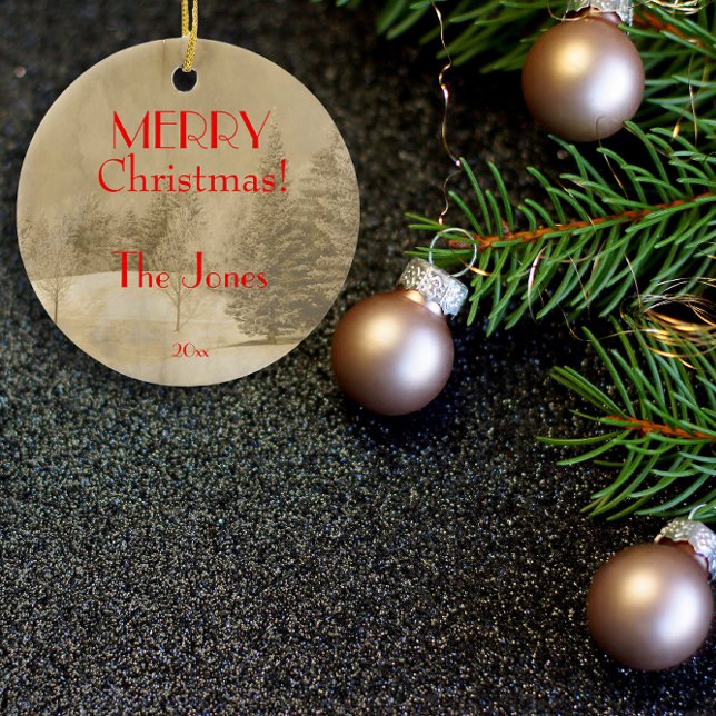 Retro Photo Christmas tree Ceramic Tree Decoration (Creator Uploaded)