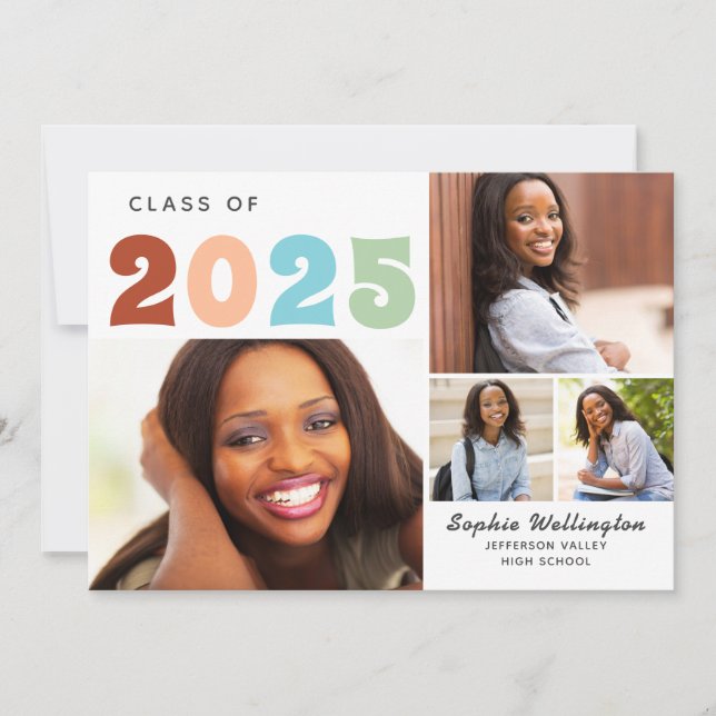 Retro Photo Collage Class of 2024 Graduation Announcement (Front)