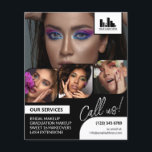 Retro Photo Collage Logo QR Makeup Promotional Flyer<br><div class="desc">Double sided flyer for a makeup artist, nail artist, hair stylist or similar profession where you need to showcase your work in a retro photo collage with black and white backgrounds and text. Personalise with your logo and on the back an additional photo and your QR code with your social...</div>