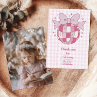 Retro Photo Cute Pink Bow Coquette 1st Birthday