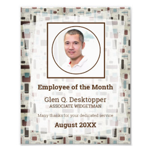 Retro photo employee of the month certificate print