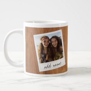 Retro Photo Frame - Square Rustic Wood Large Coffee Mug