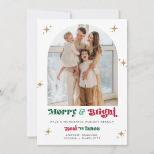 Retro Photo Holiday Card Merry & Bright Christmas