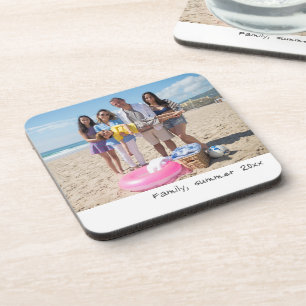 Retro Photographs With Handwritten Font Coaster