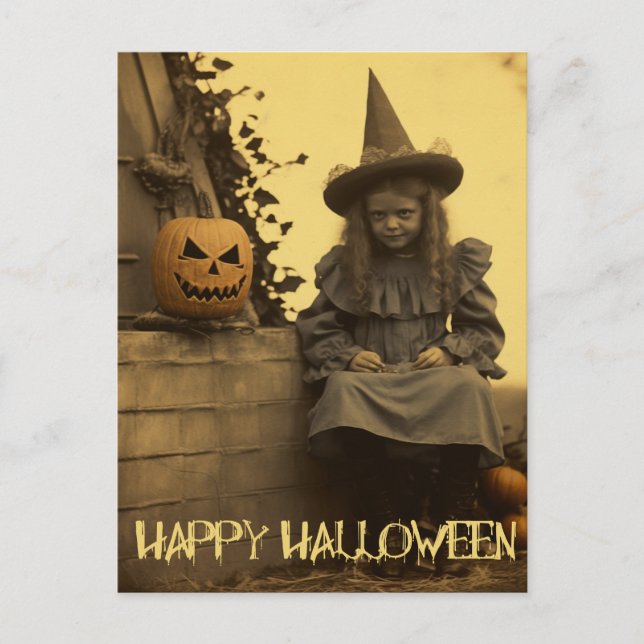 Retro Photography spooky Halloween creepy girl Postcard (Front)