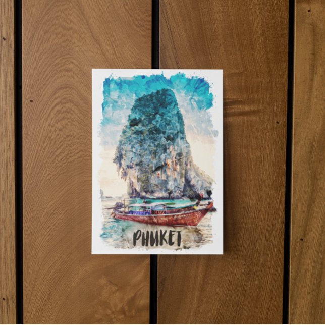 Retro Phuket Thailand Beach Painting Postcard (Retro Phuket Thailand Beach Painting Postcard)